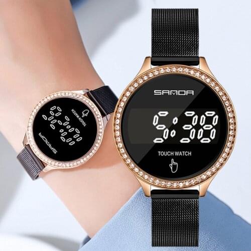 Women For Digital Watches Lady For Watch Fashionable Business Style Mesh Belt Womens Watch Clothes Accessories Lady Gift Clocks