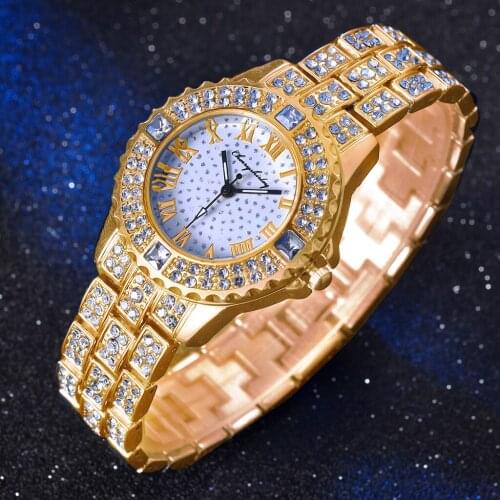 Women Luxury Rhinestone Rome Bracelet Watches Fashion Stainless Steel Waterproof Quartz Dress Wrist Watches Relogio Feminino