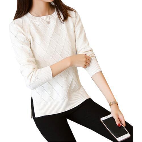 Womens Sweaters 2018 Autumn Winter Loose Pullover Pull Femme Side Split O-neck Knitted Sweater Women Elastic Jumper Female Tops