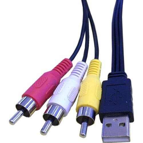 1.5m USB A Male to 3 RCA Phono AV Cable Lead PC TV Aux Audio Video adapter