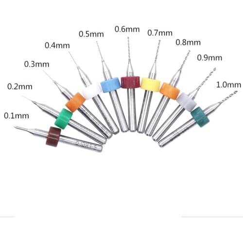 10pcs/Set 0.1mm to 1.0mm PCB Mini Drill Bit Tungsten Steel Carbide For Print Circuit Board CNC Drill Bits Machine