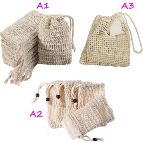 10Pcs Soap Exfoliating Bag Pouch Soap Saver Natural Ramie Mesh Soap Saver Bags With Drawstring for Bath Shower Use