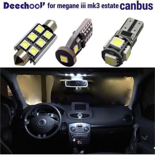 16pcs error free license plate light + canbus interior dome map light bulbs for Renault Megane III 3 MK3 Estate Grandtour 09-15