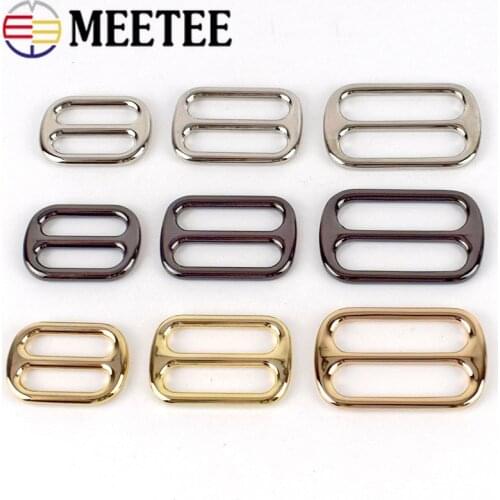 20pcs Meetee 25/32/38mm Metal Tri-Glider Slider Belt Buckles Bar Adjust Buckle Bag Strap Clothing Webbing Hardware DIY Accessory