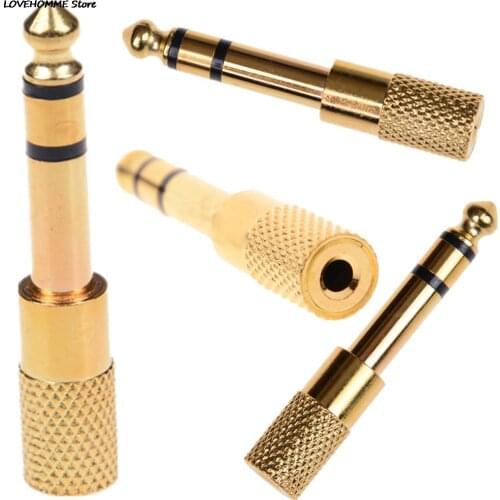 3.5mm To 6.35 Mm Adapter 3.5 Plug To 6.35 Jack Stereo Audio Adaptor For Microphone Headphone AUX Cable Gold Audio Adaptor