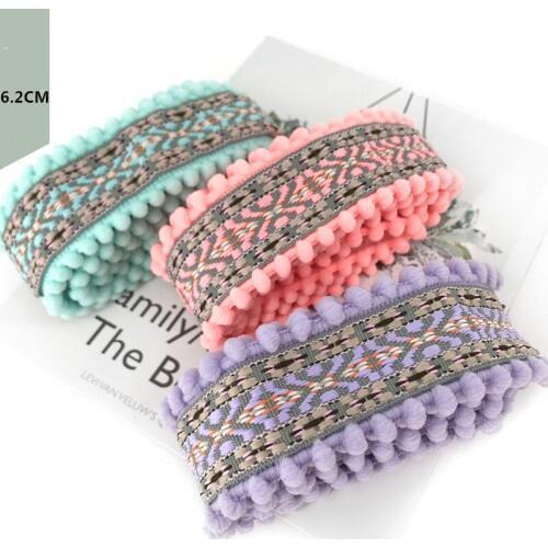 3.8CM Width wide hair ball side national lace clothing bag fabric curtain decoration ribbon accessories