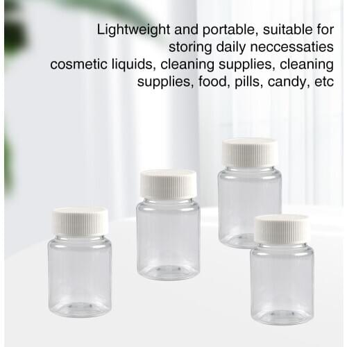 4pcs Wide Mouth Clear Empty Refillable Plastic Bottle Pills Makeup Leakproof 50ml Storage Container Cosmetic Liquid Swivel Lid