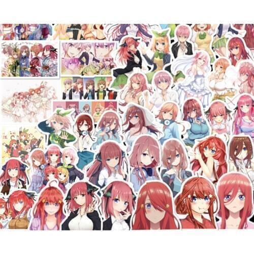 50 PCS Anime The Quintessential Quintuplets Waterproof Sticker Cosplay PVC Laptop Skateboard Decoration Car Scooter Decal Adult