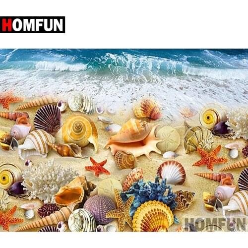 HOMFUN 5D DIY Diamond Painting Full Square/Round Drill "Sea shells" Embroidery Cross Stitch gift Home Decor Gift A08042