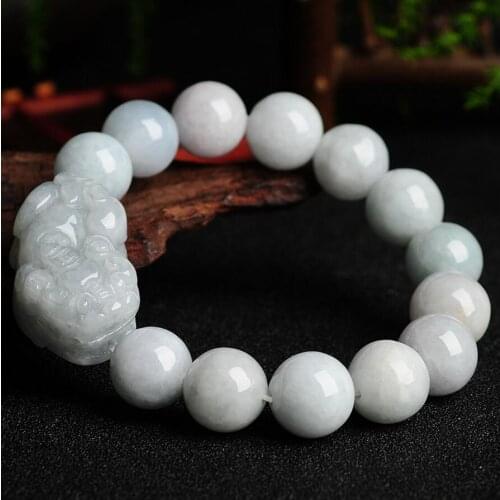 Authentic Burma A goods jade Pixiu bracelet Natural Jade beads hand string Jade Pixiu bracelet