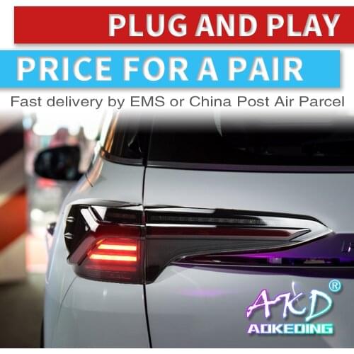 Car Styling case for Toyota Fortuner taillights 2017-2020 Toyota Fortuner taillight LED DRL fog lights rear trunk lamp cover