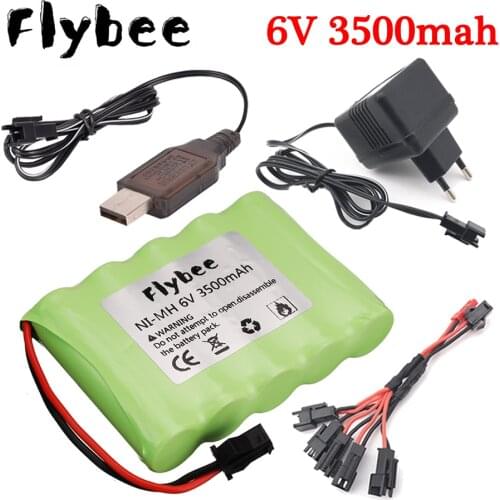 6v 3500mAh NIMH Battery Pack and Charger For RC Toys Cars Boats Robots Tanks Gun AA 3000mAh 6v Rechargeable Battery Pack SM Plug