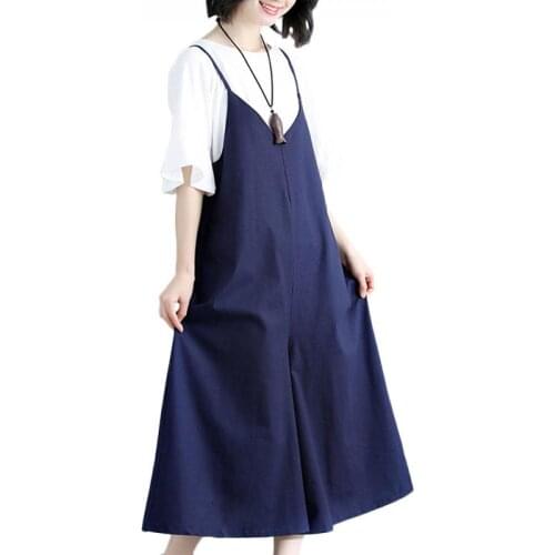 Summer Casual Harajuku Cotton Linen Bodysuit Women Plus Size Bodysuit Macacao Feminino Mono Mujer Wide Leg Pants Streetwear