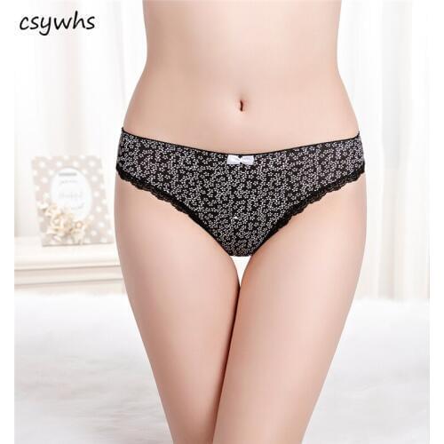 CSYWHS 3pcs/lot sexy thong panties womens cotton lace thong women low rise thongs and g strings intimates M L XL