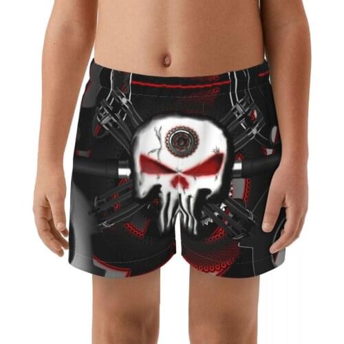 Punisher kid Printing Swimwear Shorts Swimming Breathable Built-In Beam Line Briefs Swimming Trunks Beach Wear
