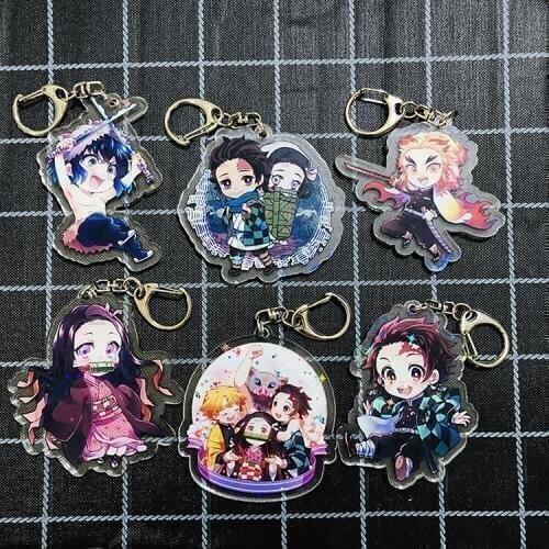 Demon Slayer:Kimetsu No Yaiba Double-sided Acrylic Keychain cartoon figure Cosplay Anime Pendant Keyring