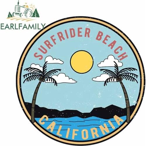 EARLFAMILY 13cm x 12.8cm for California Surf Rider Beach Car Stickers Refrigerator Personality Decal Trunk Bumper Vinyl Car Wrap