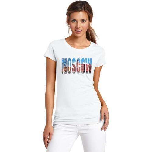 T-shirts Female Cotton Basic T shirt Women Fashion Summer Tops Womens Tshirts with Russian capital Moscow Design Prints