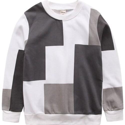 Big Boys Long Sleeve T-Shirts 2018 Spring Children Tops Kids Outerwear Teenage Boys Plaid T shirt for 5-15Y BC155