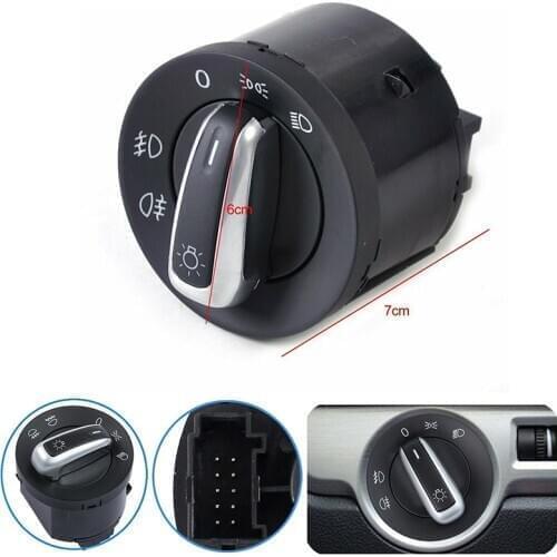 Chrome Auto Headlight Switch Fog Head Light Lamp Knob fit For VW Golf Jetta MK5 MK6 GTI Passat B6 B7 Touran Tiguan 5ND 941 431 B