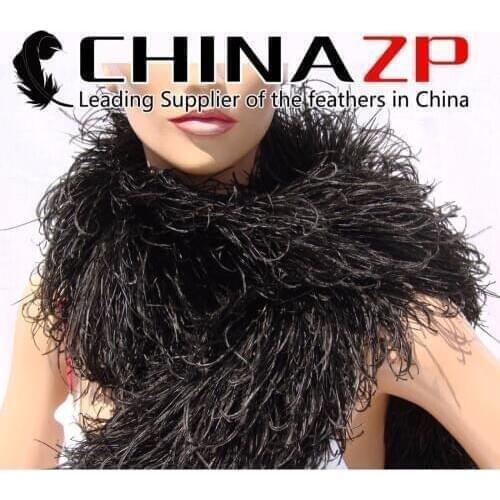 CHINAZP Crafts Co. Ltd 2yards/lot 2ply Selected Prime Quality Dyed Black Ostrich Feather Boas and Scarfts