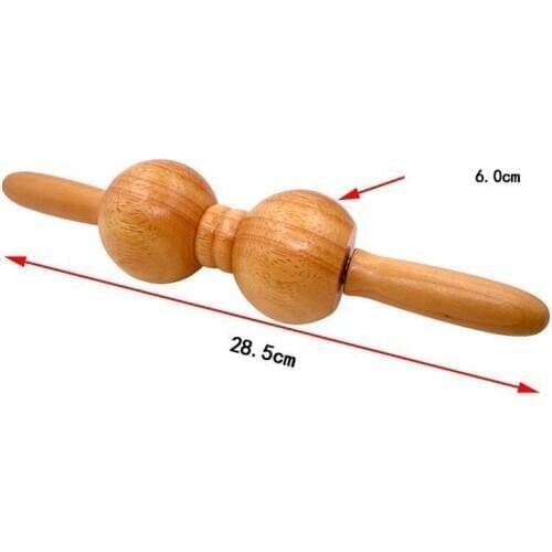 Leather bead yoga meridian rods full-body massage stick wheel pounded his waist back massage neck leg wooden ma
