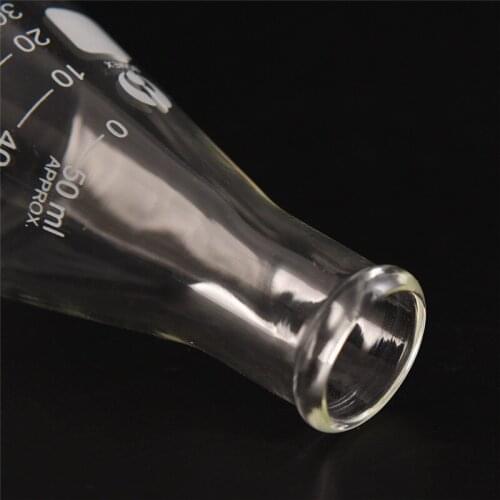 Clear Glass Lab Scientific Conical Erlenmeyer Flask 50ml School Laboratory Research Glassware Supply