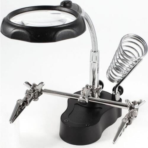 Welding magnifying glass LED loupe Magnifier Alligator Clip Holder Clamp Helping Hand soldering iron Repair tool 3.5x 12x