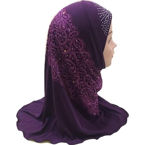 Can Pick Colors Beautiful Little Girl Muslim HIJAB with Lace Beading Small Girl Hijab