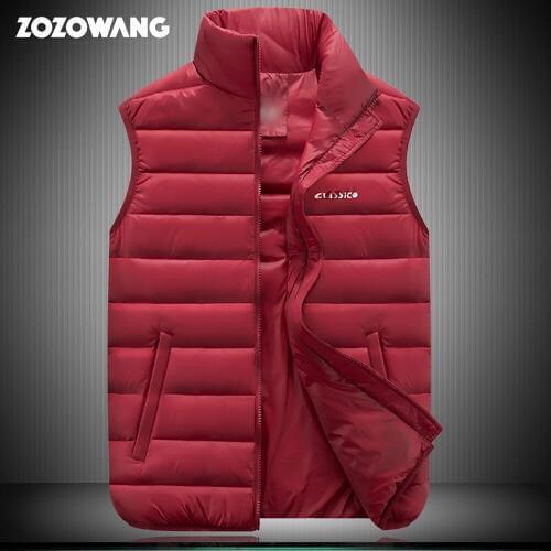 ZOZOWANG Mens Jacket Sleeveless Vest Winter Fashion Casual Coats Male Cotton-Padded Mens Vest Men Thicken Waistcoats 4XL