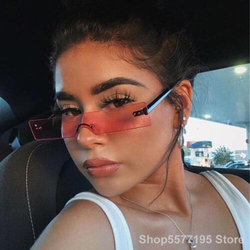 New Rectangle Sunglasses Women 2020 Fashion Luxury Brand Designer Red Pink Clear Small Lens Personality Sun Glasses Shades UV400