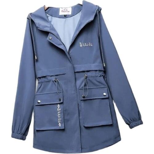 New Jacket Women Spring Autumn Thin Section Casual Female Outerwear Hooded Letter Embroidery All-Match Ladies Windbreakers Coats