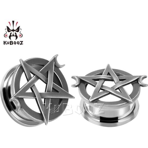 Wholesale Price Stainless Steel Pentagram Star Moon Ear Tunnels Expanders Body Piercing Jewelry Earring Gauges Stretchers 34PCS