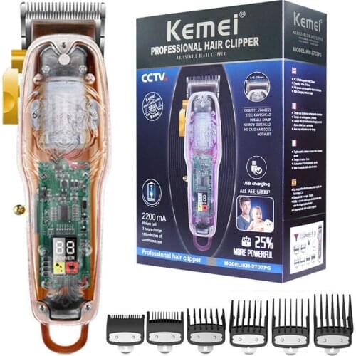 Original kemei professional adjustable hair trimmer for men barber shop electric hair clipper LCD display haircut machine