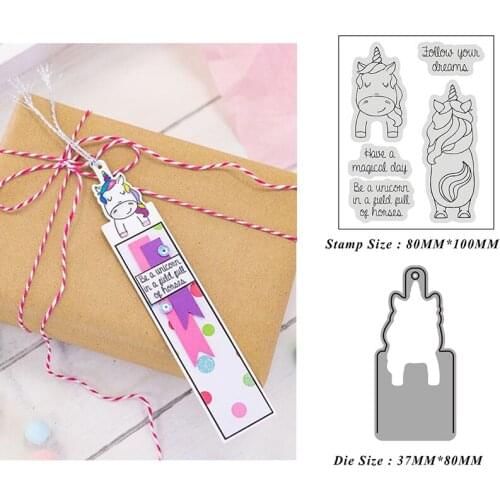 Unicorn Front and Back Tag Metal Cutting Dies Scrapbook Paper Craft Knife Mould Stencils Making Die Cuts