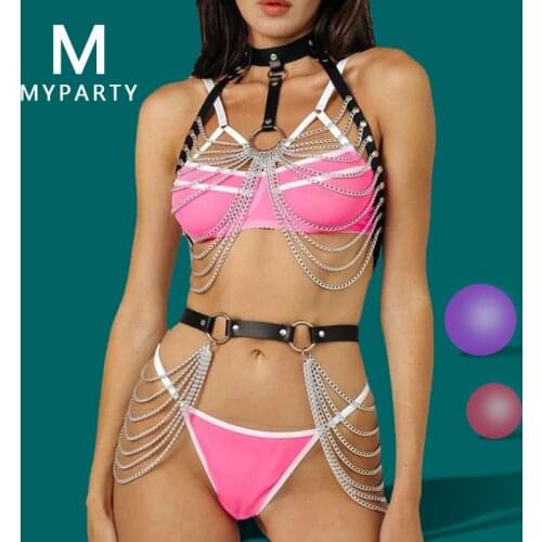 Leather Body Harness Chain Bra Top Cool Fashion Sexy Tassel Waist Chains Belt Straps Erotic Fetish Chest Harness Sex Accessories