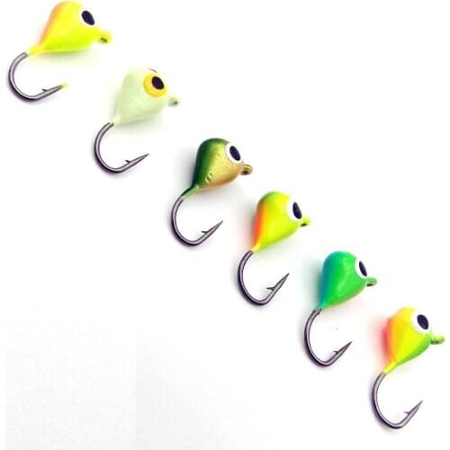 6-12PCS/Lot 1.5cm 1.1g Winter Ice Fishing Hook Lure Quality Mini Metal Bait Fish Lead Head Hook Bait Jigging Fishing Tackle