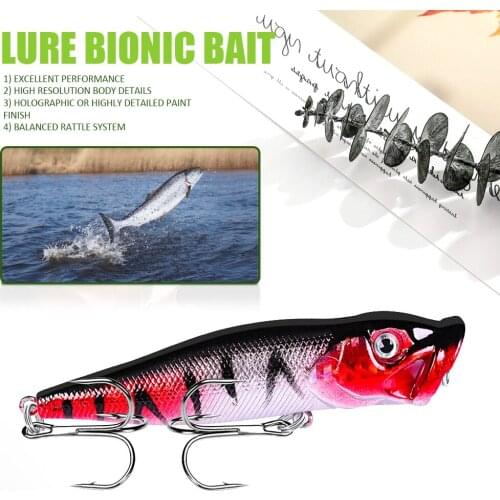 12g Popper Fishing Lure Treble Hook Artificial Hard Baits 9.5cm ABS Plastic Water Artificial Jerkbait Crankbaits Fishing Tackle