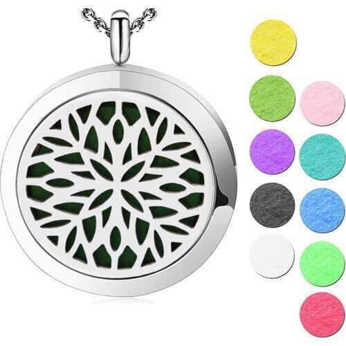 Silver AromJewelry atherapy Essential Oils Stainless Steel pendant Perfume Diffuser Locket Necklace Free chain and Pads