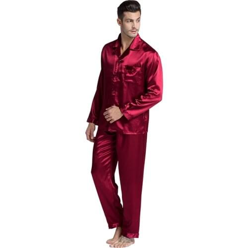 Tony&Candice Hot Sale Couple Silk Pajamas Set Men Stain Nightgown Lovers Sleepwear Slim Loungewear For Ladies Classic Style