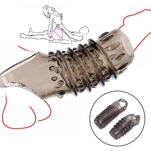 Silicone Reusable Penis Sleeve Strapon Delay Ejaculation Chastity Device Lock Sperm Erection Sex Toys For Men Erotic Accessories