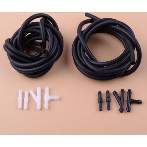 Windscreen Wiper Washer Jet Tube Pipe Hose Connector T Y Straight for Nozzle Pump 2 Meter With 4pcs Black Connectors
