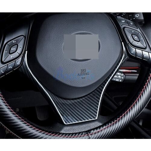 Carbon Fiber Color Interior Steering Wheel Trim Chrome Car Styling 2016-2018 For Toyota C-HR CHR C HR Accessories