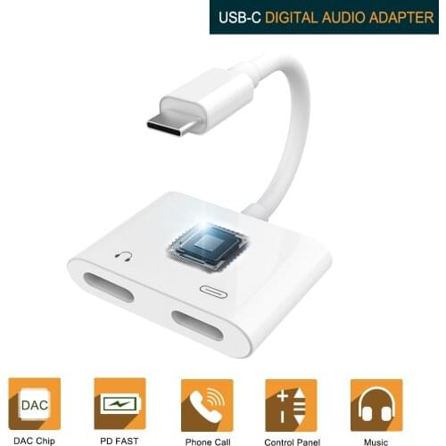 USB C to Dual Type C Headphone Jack Digital Audio Splitter Adapter Music Converter For Pixel Smartphones PD Fast Charging Cable
