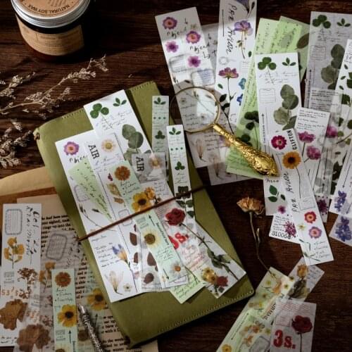 30Pcs/Bag Vintage Letter Flower INS Series Journal Decorative Washi Stickers Scrapbooking Stick Label Diary Album Stickers