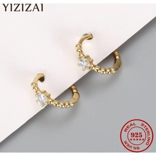 YIZIZAI Punk Personality Fashion 925 Sterling Silver Circle Hoop Earrings For Women Zircon Piercing Earings Jewelry Pendientes