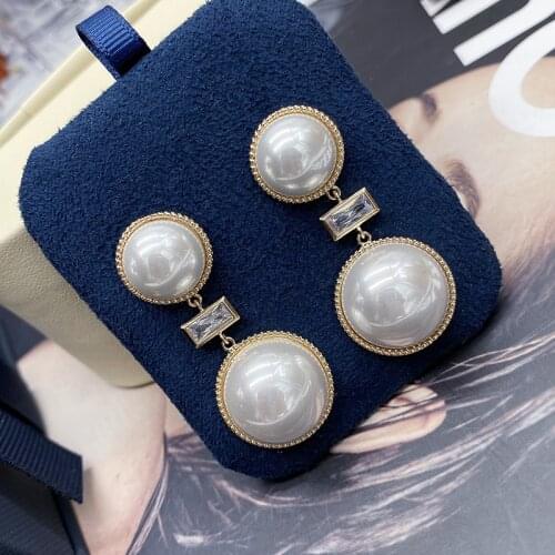 EYER Women Jewelry Large Baroque Pearl Earrings Female Simple Shining Light Luxury Earrings Temperament Round Pearls Jewelry