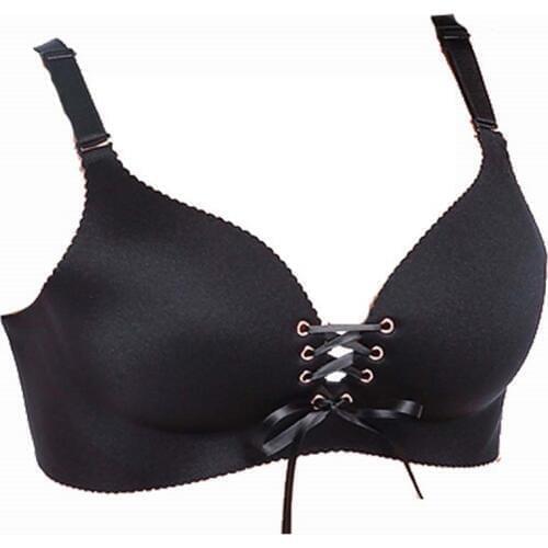 Pull together B women bra gather breast girl small chest push up bra Convertible Straps smooth sexy Bra Pull Rope Seamless bra