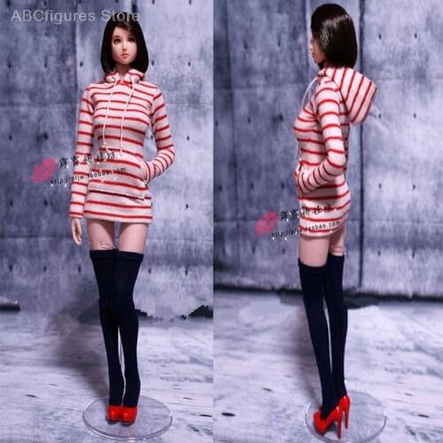 Female 1/6 Sweatshirt Long Sports Suit Socks High Heel Set Fit 12'' Female PH UD Figure Toy