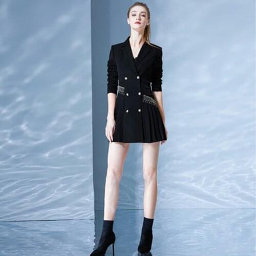 Wholesale Womens Black Long Sleeve Rhinestone Chain V-Neck Sexy Fashion Boutique Celebrity Cocktail Party Bandage Dress